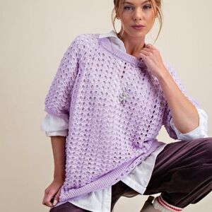 Lilac Open-Knit Women's Sweater